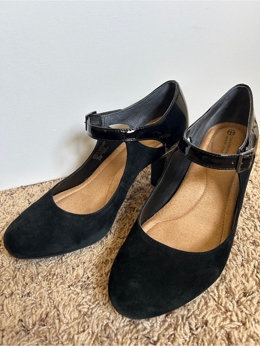 Women’s Black Velvet Mary Jane Heels - Comfort Cushioned Pump